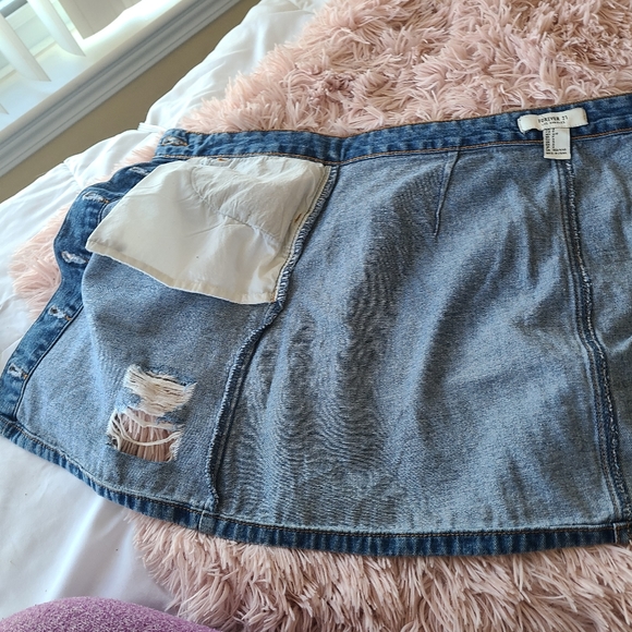 S Forever 21 Ripped Button Up Denim Skirt - Picture 11 of 12